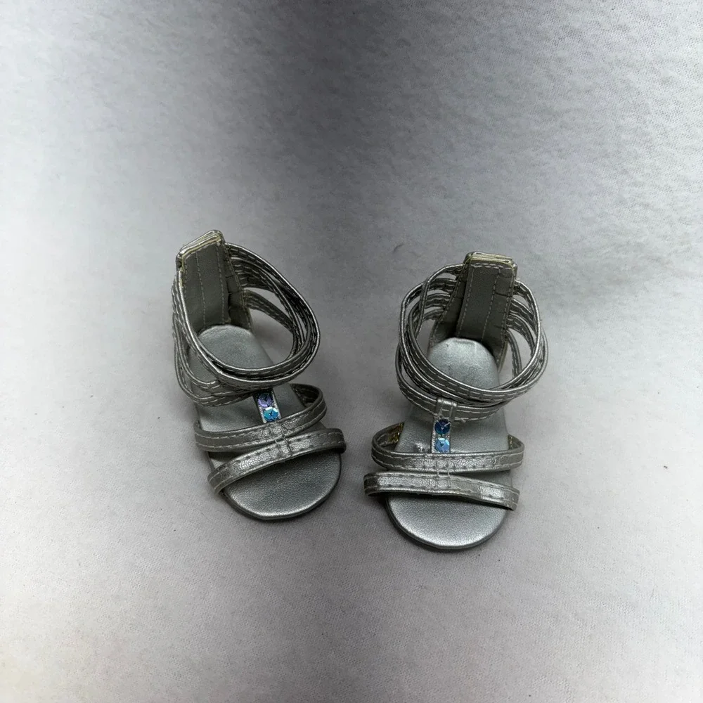 Kanani‎ Party Sparkle Strands Silver Doll Sandals for American Girl Doll Shoes